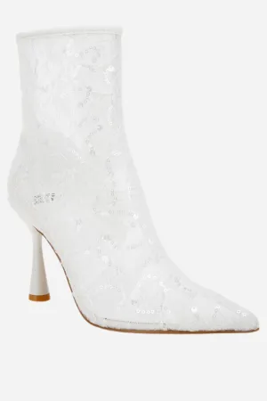Sequin Lace Pointed Toe Boots
