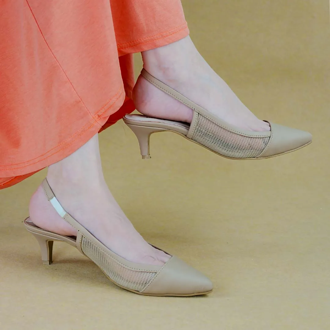 Sophisticated Kitten Heels Beige