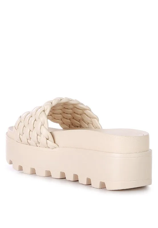 SUNDAE PLATFORM Slides With Woven Textured Straps