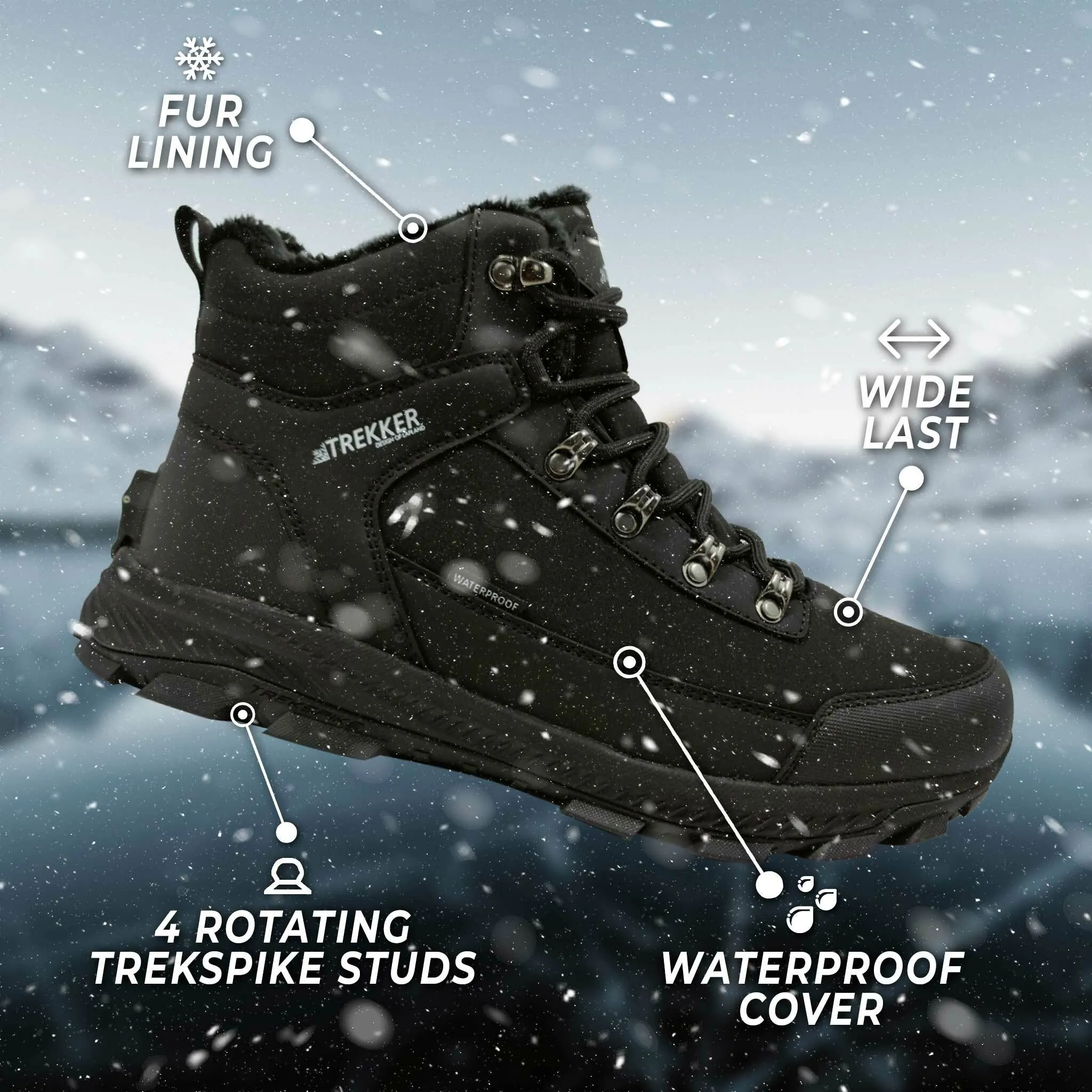 Trekker Studded Shoes, Reversible Studs