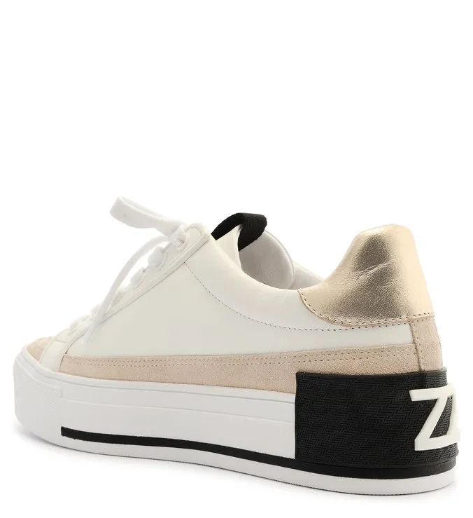 White Leather Flatform ZZ Mov Sneakers