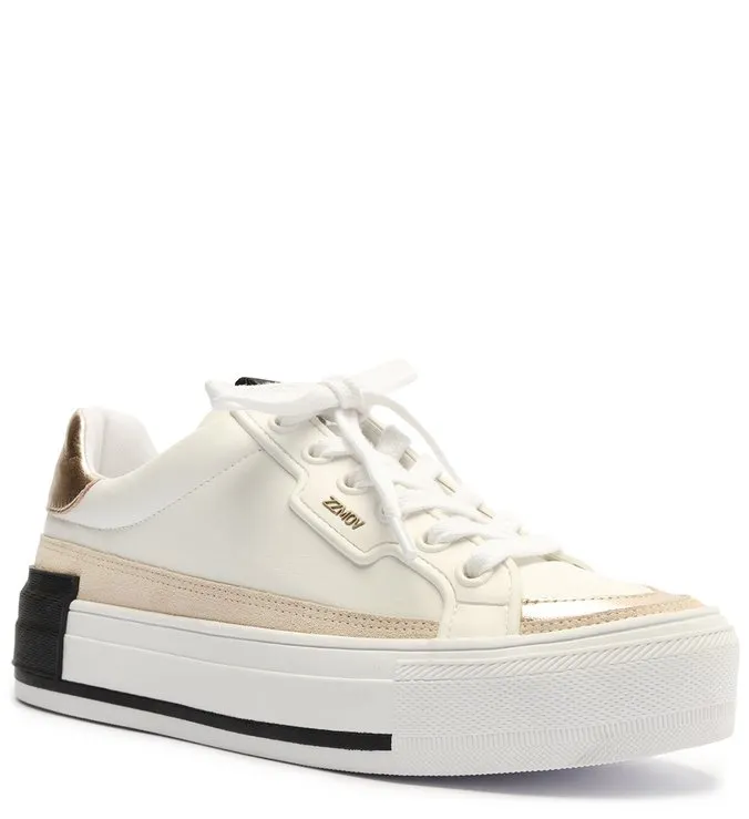 White Leather Flatform ZZ Mov Sneakers